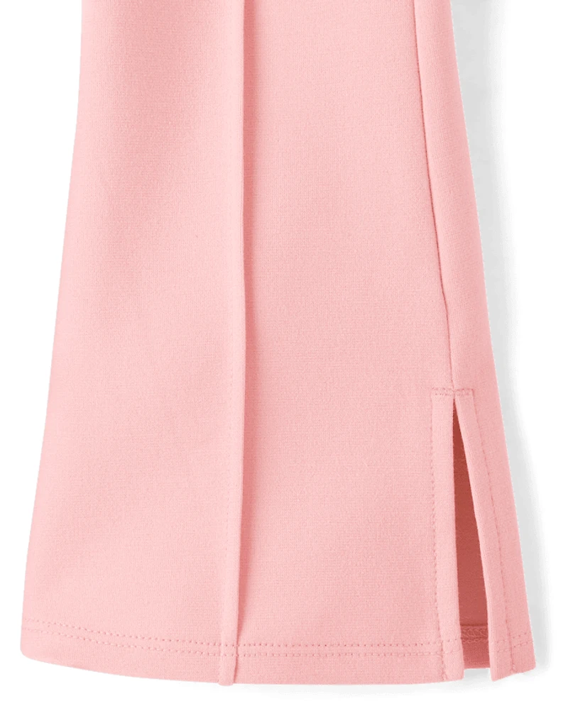 Girls Button Ponte Split Flare Jeggings