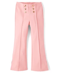 Girls Button Ponte Split Flare Jeggings