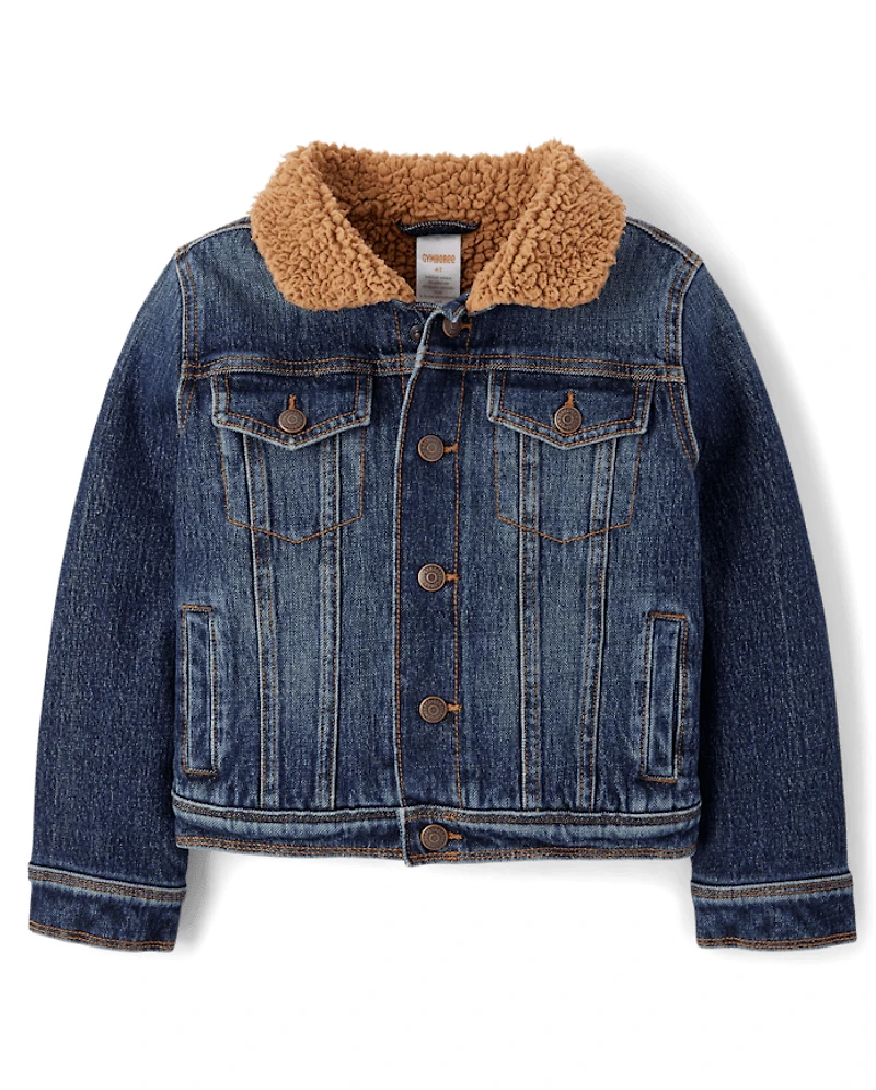 Kids Sherpa-Lined Denim Jacket - Little Essentials