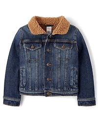 Kids Sherpa-Lined Denim Jacket - Little Essentials