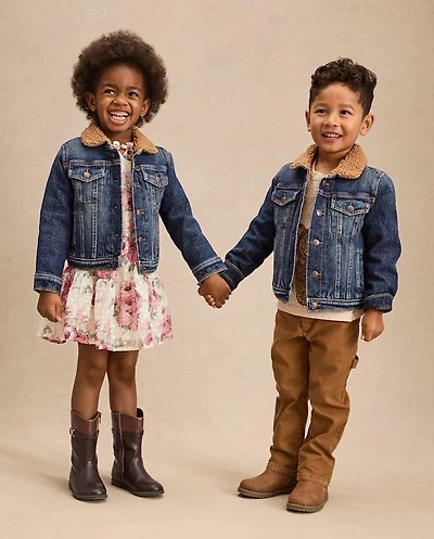Kids Sherpa-Lined Denim Jacket - Little Essentials