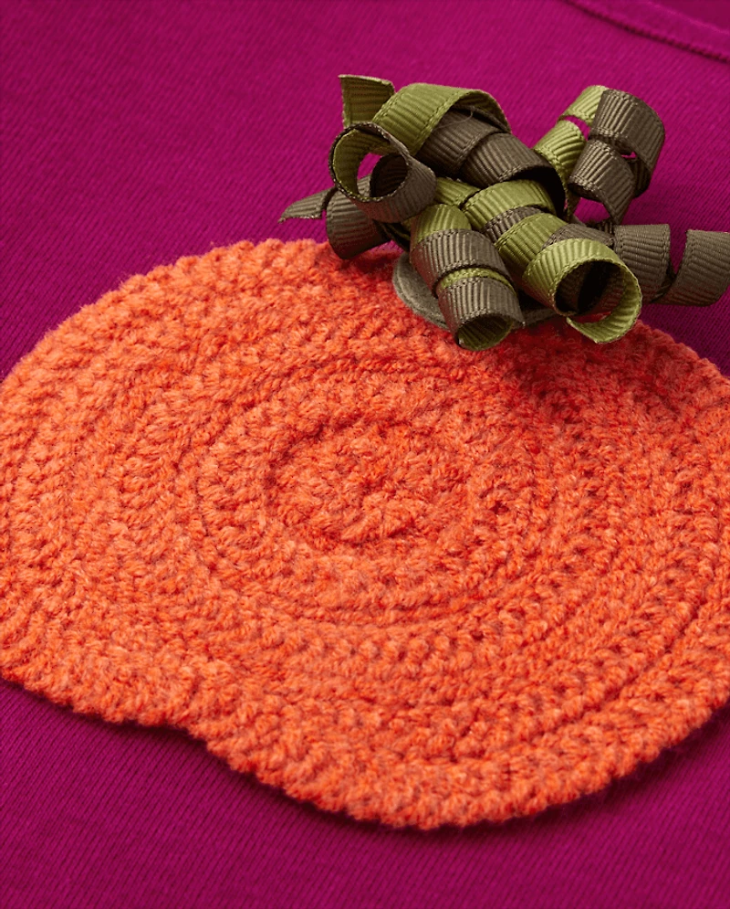 Haut citrouille au crochet pour fille - Fêtes d'automne