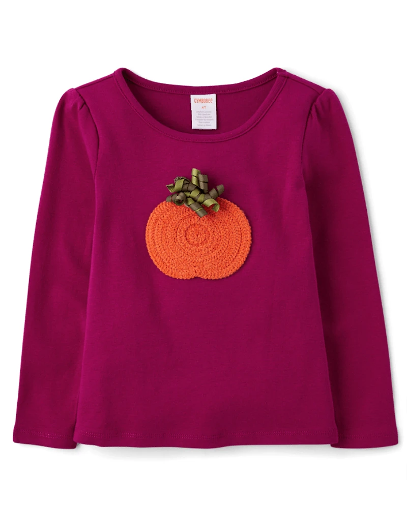 Haut citrouille au crochet pour fille - Fêtes d'automne
