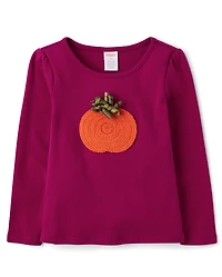 Haut citrouille au crochet pour fille - Fêtes d'automne