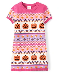 Girls Halloween Fairisle Sweater Dress