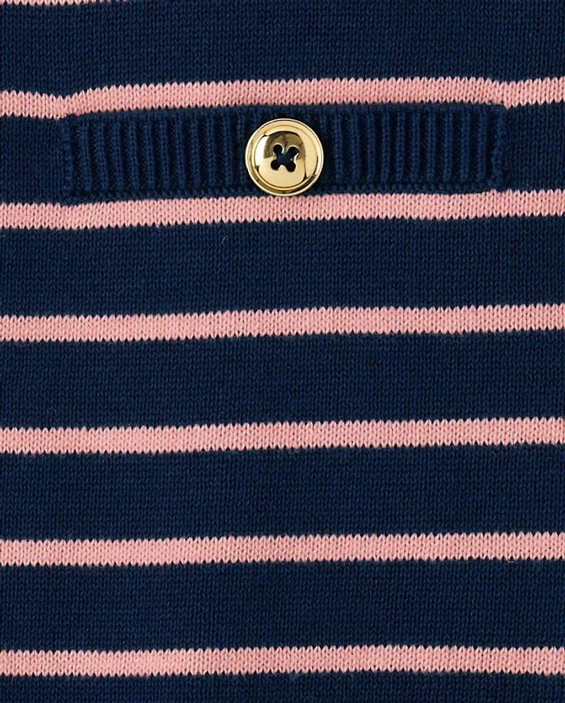 Girls Striped Bow Sweater Dress - Campus Cuties