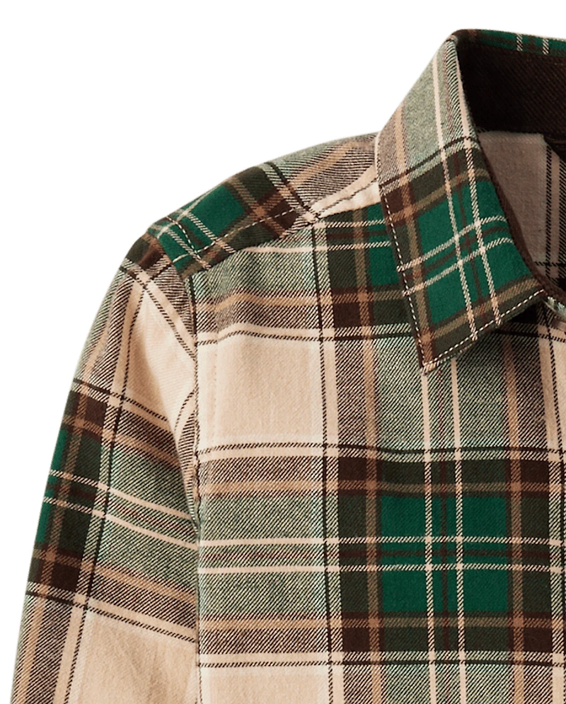 Kids Plaid Button Up Shirt - Fall Celebrations