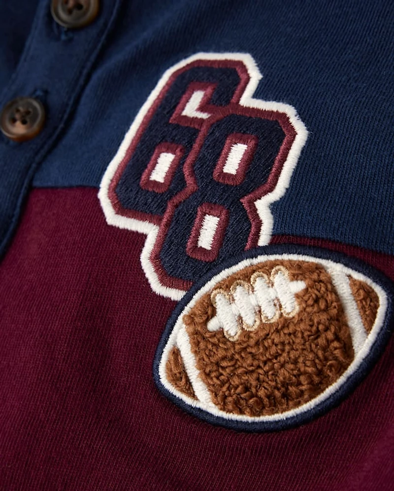 Boys Colorblock Varsity Henley Top - Campus Cuties