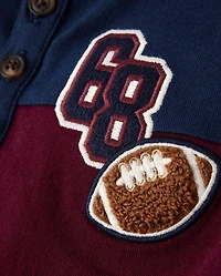 Boys Colorblock Varsity Henley Top - Campus Cuties