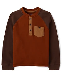 Boys Colorblock Thermal Henley Top