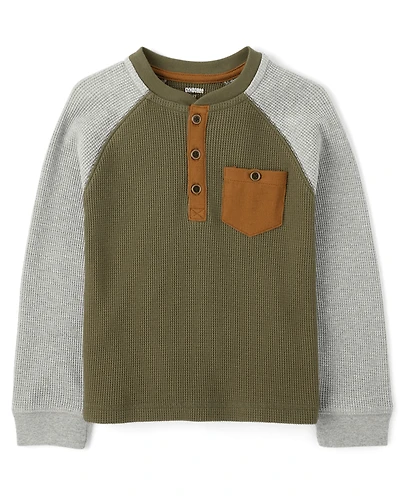 Boys Colorblock Thermal Henley Top