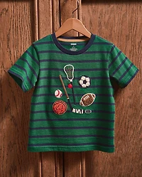 Boys Striped Embroidered Sports Top - Campus Cuties