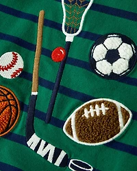 Boys Striped Embroidered Sports Top - Campus Cuties