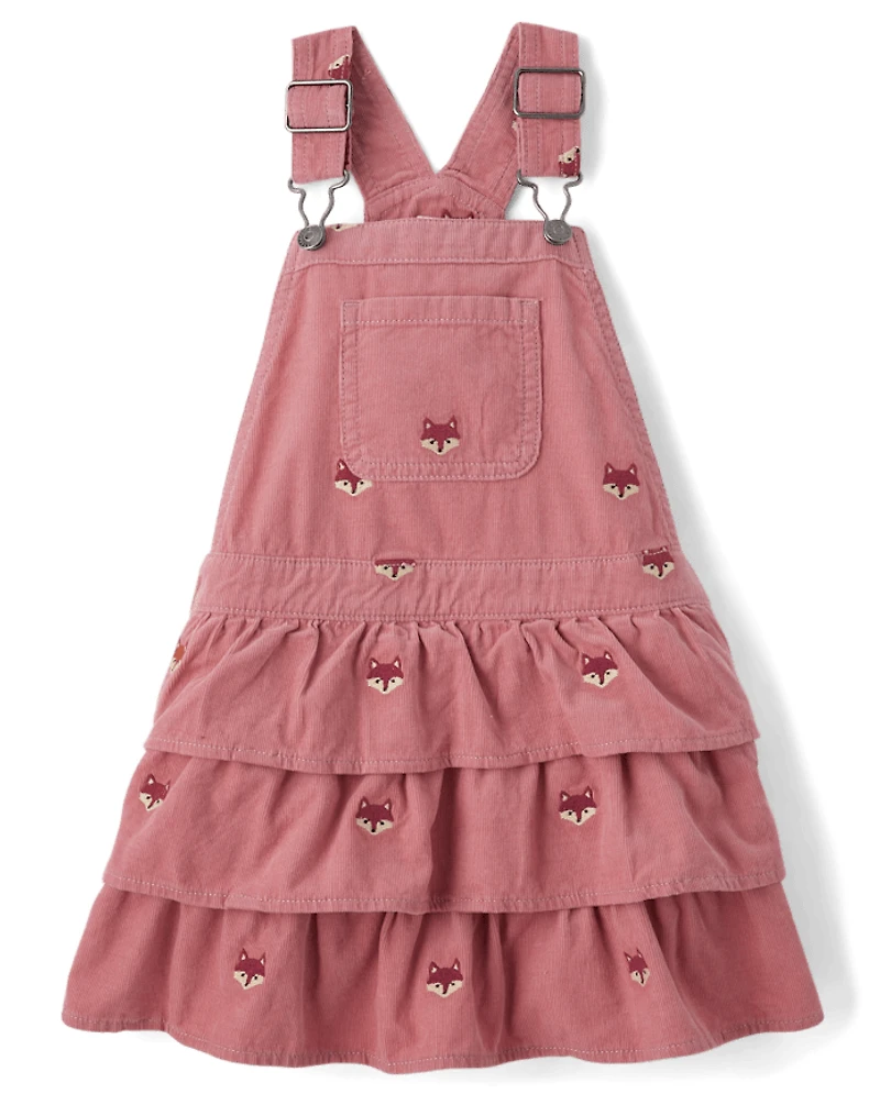 Girls Embroidered Fox Tiered Corduroy Skirtall - Highland Hills