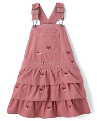 Girls Embroidered Fox Tiered Corduroy Skirtall - Highland Hills