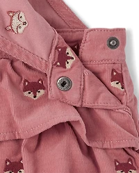 Girls Embroidered Fox Tiered Corduroy Skirtall - Highland Hills
