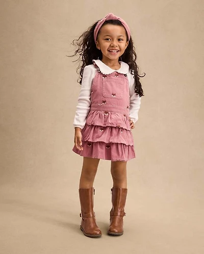Girls Embroidered Fox Tiered Corduroy Skirtall - Highland Hills