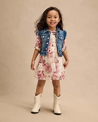 Girls Floral Clip Dot Tiered Dress - Highland Hills