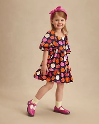 Girls Pumpkin Flannel Ruffle Dress - Fall Celebrations