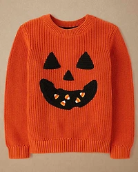 Boys Embroidered Jack-O-Lantern Sweater - Halloween