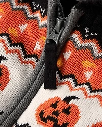 Boys Halloween Fairisle Fleece Zip Up Hoodie