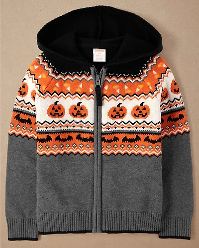 Boys Halloween Fairisle Fleece Zip Up Hoodie
