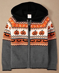 Boys Halloween Fairisle Fleece Zip Up Hoodie