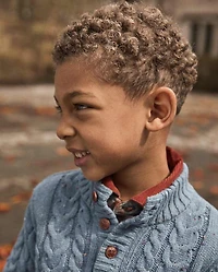 Boys Textured Cable Knit Mock Neck Sweater - Little Essentials