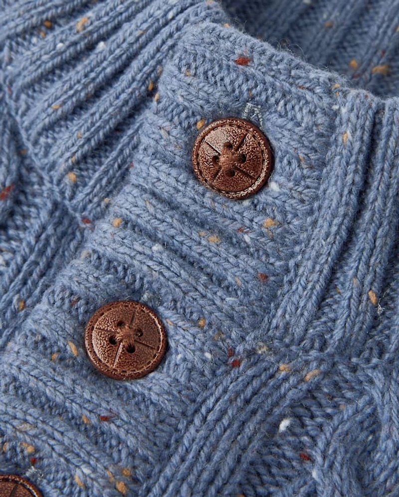 Boys Textured Cable Knit Mock Neck Sweater - Little Essentials