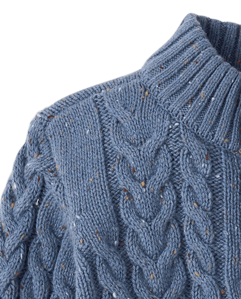 Pull à col montant en maille torsadée texturée pour garçon - Little Essentials