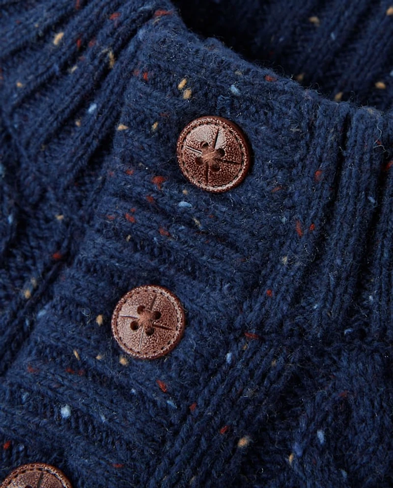 Boys Textured Cable Knit Mock Neck Sweater - Little Essentials