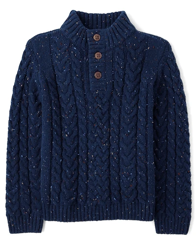 Pull à col montant en maille torsadée texturée pour garçon - Little Essentials