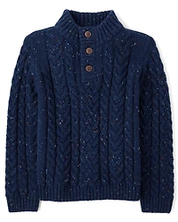 Pull à col montant en maille torsadée texturée pour garçon - Little Essentials