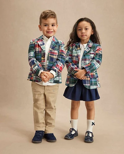 Kids Plaid Madras Poplin Blazer - Campus Cuties