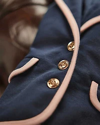 Blazer en point de Rome à bordure contrastante pour fille - Campus Cuties