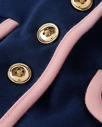 Blazer en point de Rome à bordure contrastante pour fille - Campus Cuties