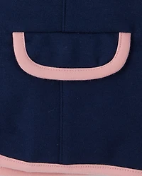 Blazer en point de Rome à bordure contrastante pour fille - Campus Cuties