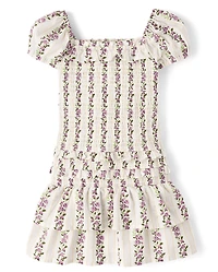Girls Floral Smocked Ruffle Dress - Magical Meadows