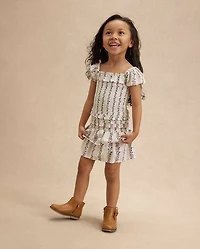 Girls Floral Smocked Ruffle Dress - Magical Meadows