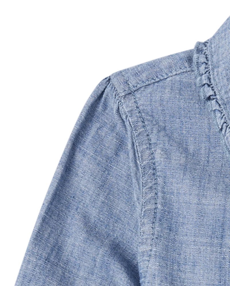 Girls Tiered Chambray Shirt Dress - Fall Celebrations
