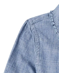 Girls Tiered Chambray Shirt Dress - Fall Celebrations