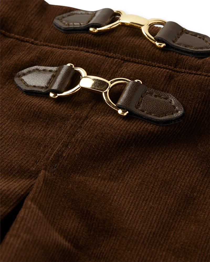 Jupe-short plissée en velours côtelé à boucle pour filles