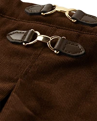 Jupe-short plissée en velours côtelé à boucle pour filles