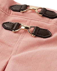 Girls Pleated Buckle Corduroy Skort