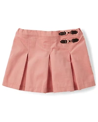 Girls Pleated Buckle Corduroy Skort