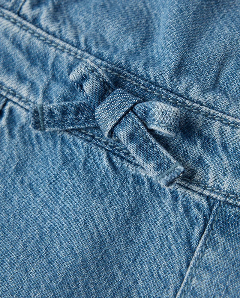 Girls Scalloped Button Denim Jumper - Campus Cuties