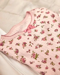 Girls Floral Snug Fit Pointelle Pajamas