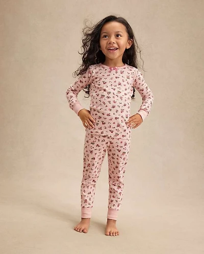 Girls Floral Snug Fit Pointelle Pajamas
