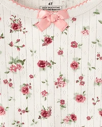 Girls Floral Snug Fit Pointelle Pajamas