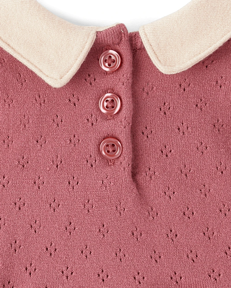 Baby Girls Peter Pan Pointelle Sweater Dress - Homegrown by Gymboree